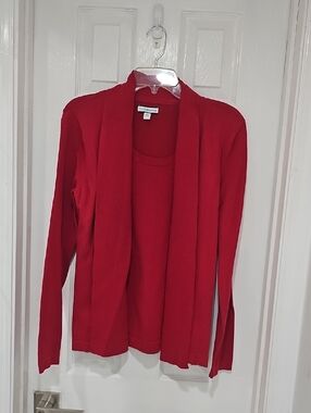 Groft & Barrow Red Layered Cardigan Sweater